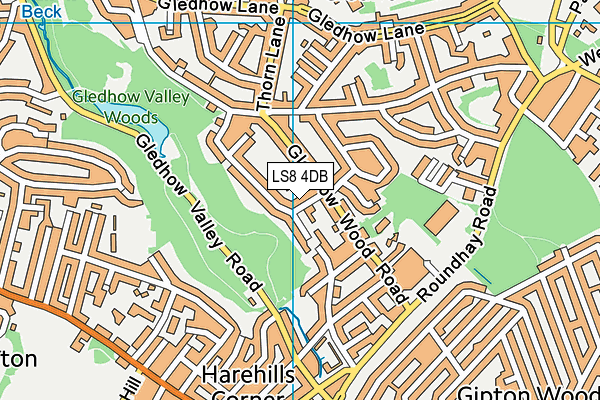 LS8 4DB map - OS VectorMap District (Ordnance Survey)