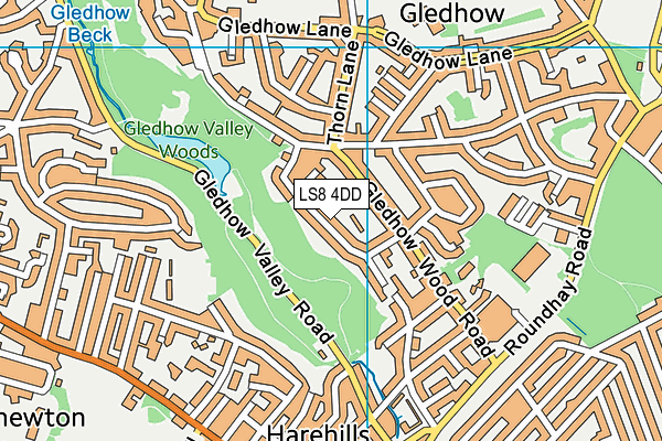 LS8 4DD map - OS VectorMap District (Ordnance Survey)