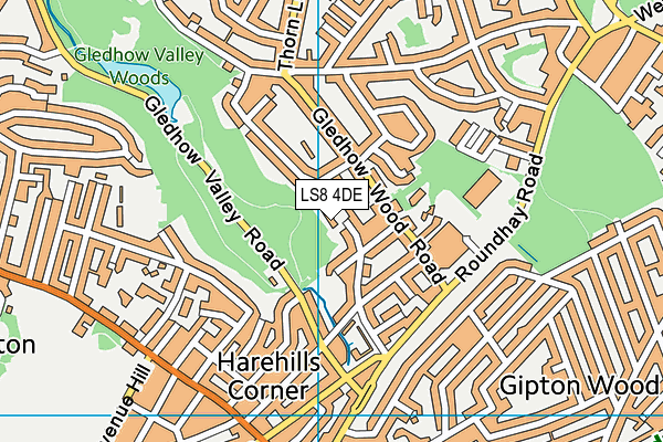 LS8 4DE map - OS VectorMap District (Ordnance Survey)