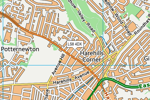 LS8 4DX map - OS VectorMap District (Ordnance Survey)