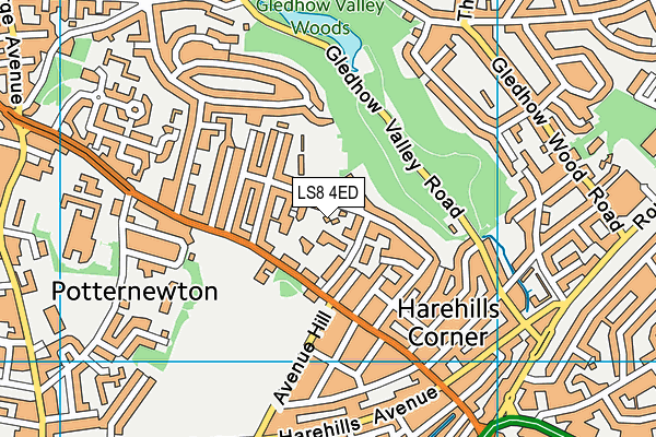LS8 4ED map - OS VectorMap District (Ordnance Survey)