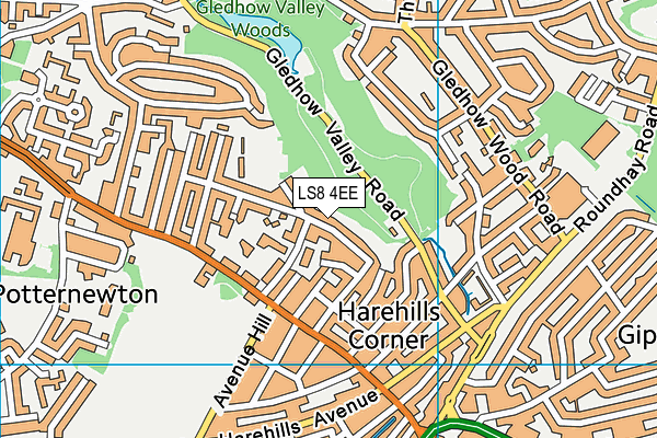 LS8 4EE map - OS VectorMap District (Ordnance Survey)