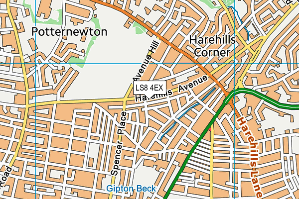 LS8 4EX map - OS VectorMap District (Ordnance Survey)