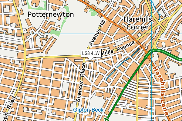 LS8 4LW map - OS VectorMap District (Ordnance Survey)