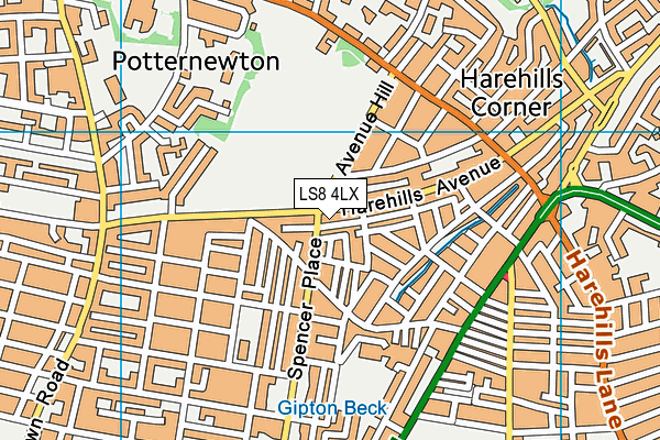 LS8 4LX map - OS VectorMap District (Ordnance Survey)