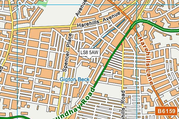 LS8 5AW map - OS VectorMap District (Ordnance Survey)