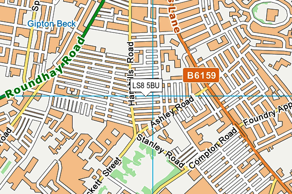 LS8 5BU map - OS VectorMap District (Ordnance Survey)
