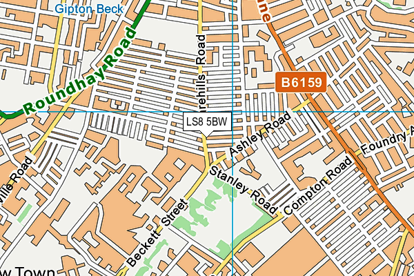 LS8 5BW map - OS VectorMap District (Ordnance Survey)