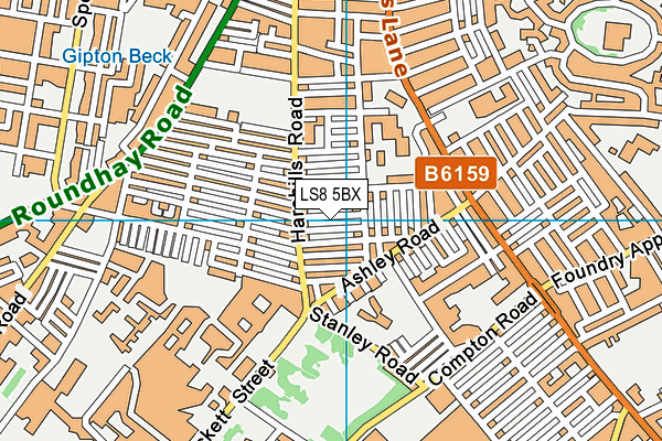 LS8 5BX map - OS VectorMap District (Ordnance Survey)