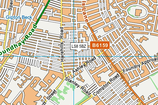 LS8 5BZ map - OS VectorMap District (Ordnance Survey)