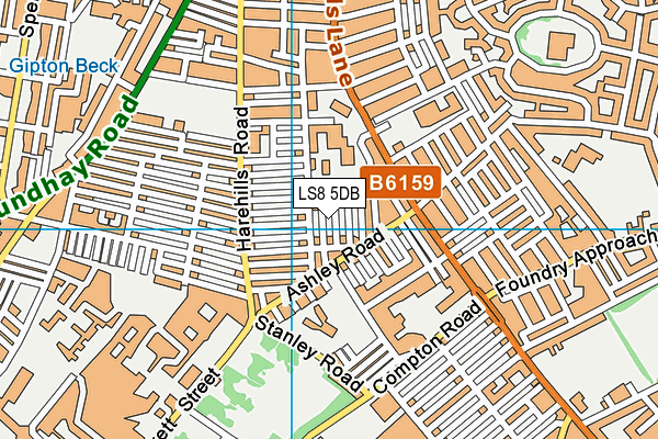 LS8 5DB map - OS VectorMap District (Ordnance Survey)