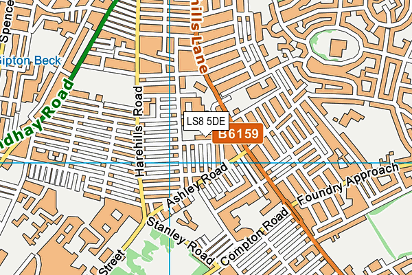 LS8 5DE map - OS VectorMap District (Ordnance Survey)