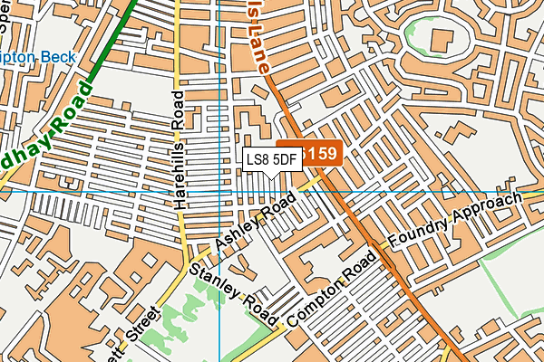 LS8 5DF map - OS VectorMap District (Ordnance Survey)