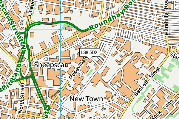 LS8 5DX map - OS VectorMap District (Ordnance Survey)