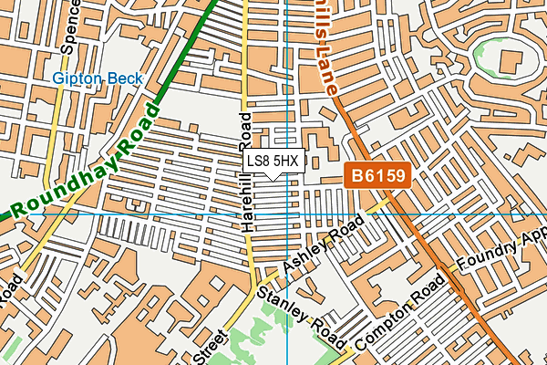 LS8 5HX map - OS VectorMap District (Ordnance Survey)