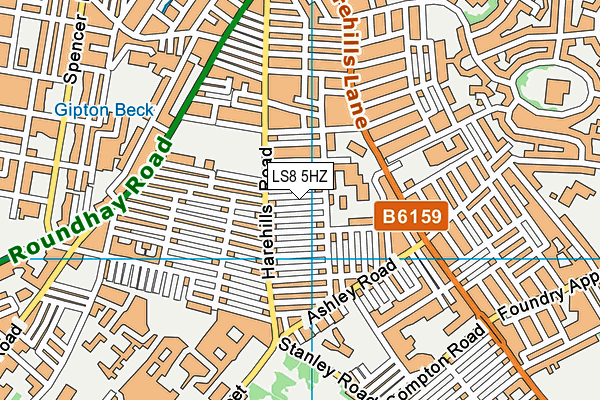 LS8 5HZ map - OS VectorMap District (Ordnance Survey)