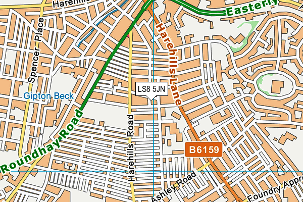 LS8 5JN map - OS VectorMap District (Ordnance Survey)