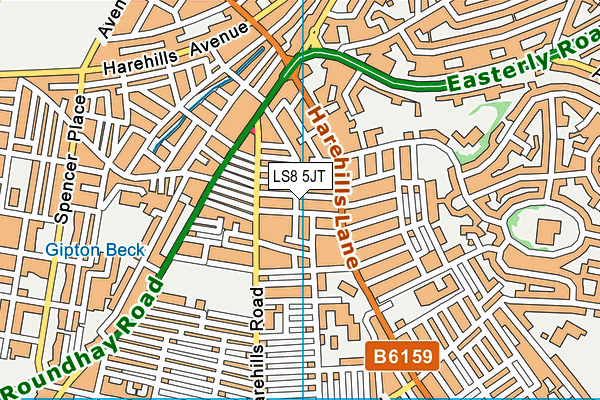 LS8 5JT map - OS VectorMap District (Ordnance Survey)