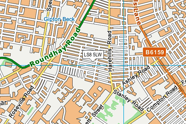 LS8 5LW map - OS VectorMap District (Ordnance Survey)