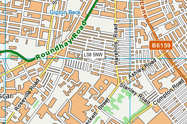 LS8 5NW map - OS VectorMap District (Ordnance Survey)