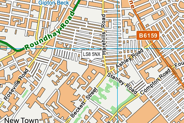 LS8 5NX map - OS VectorMap District (Ordnance Survey)