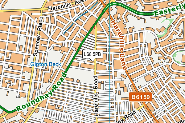 LS8 5PB map - OS VectorMap District (Ordnance Survey)