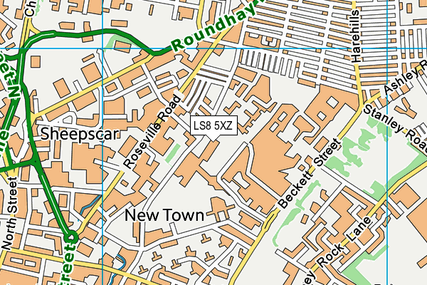 LS8 5XZ map - OS VectorMap District (Ordnance Survey)