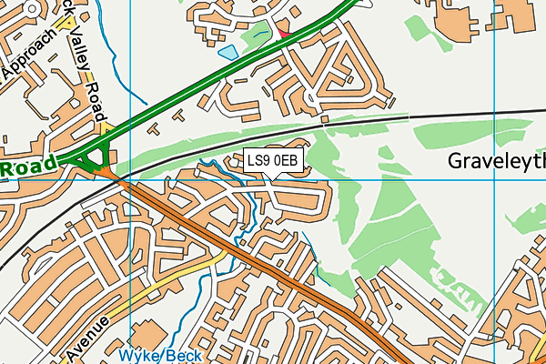 LS9 0EB map - OS VectorMap District (Ordnance Survey)