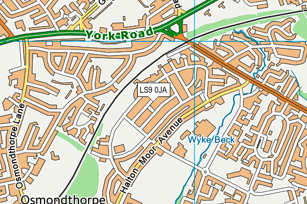 LS9 0JA map - OS VectorMap District (Ordnance Survey)