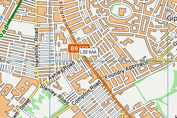 LS9 6AA map - OS VectorMap District (Ordnance Survey)