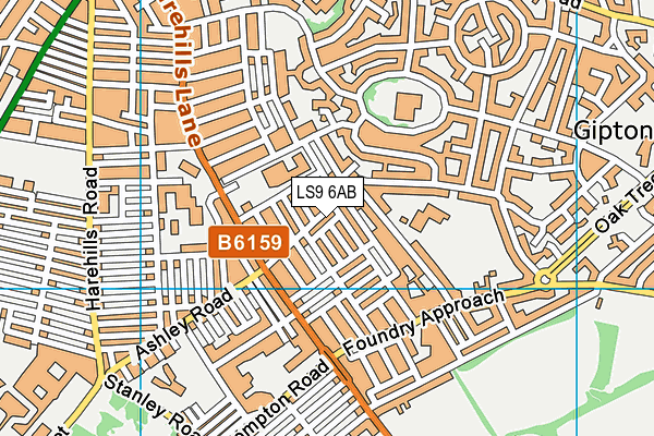 LS9 6AB map - OS VectorMap District (Ordnance Survey)