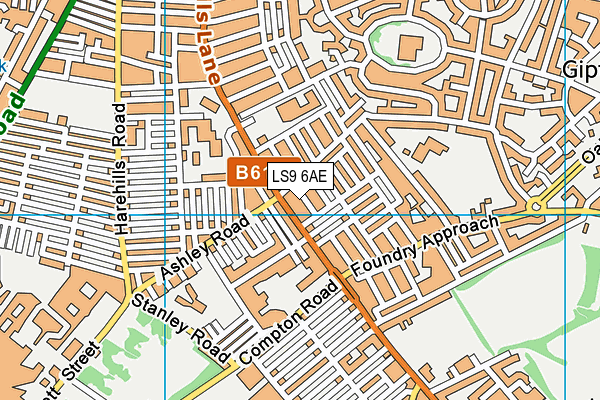 LS9 6AE map - OS VectorMap District (Ordnance Survey)