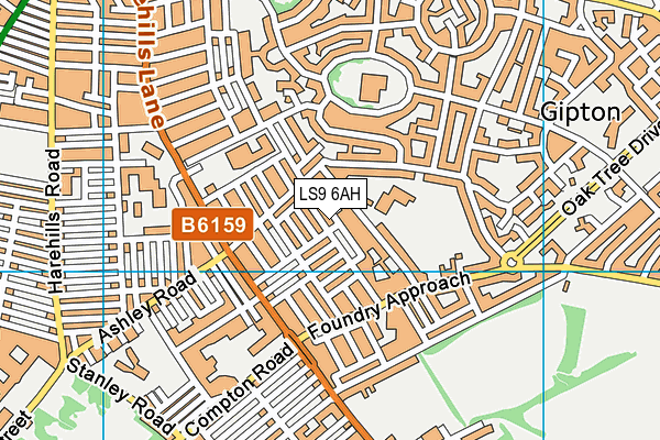 LS9 6AH map - OS VectorMap District (Ordnance Survey)
