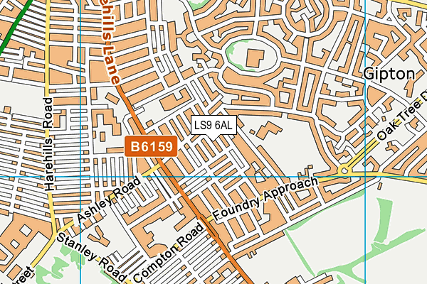 LS9 6AL map - OS VectorMap District (Ordnance Survey)