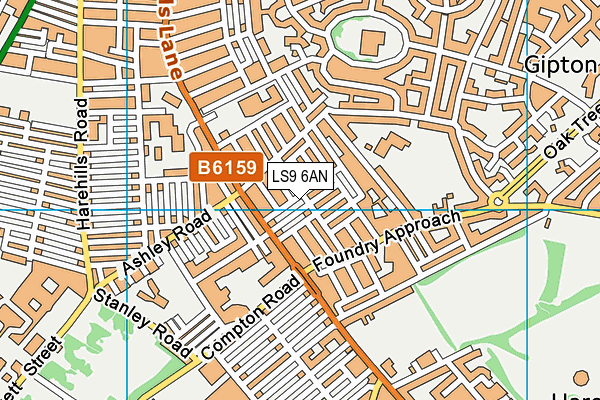 LS9 6AN map - OS VectorMap District (Ordnance Survey)