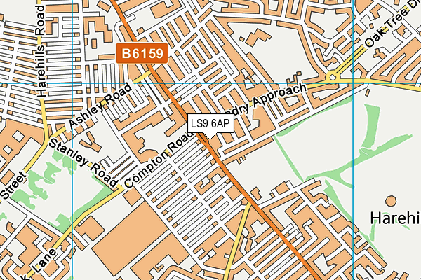 LS9 6AP map - OS VectorMap District (Ordnance Survey)