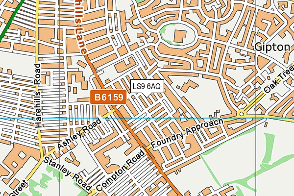 LS9 6AQ map - OS VectorMap District (Ordnance Survey)