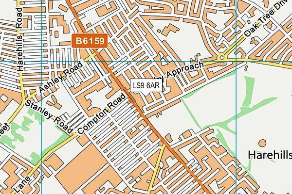 LS9 6AR map - OS VectorMap District (Ordnance Survey)