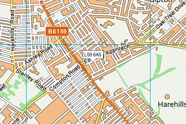 LS9 6AS map - OS VectorMap District (Ordnance Survey)