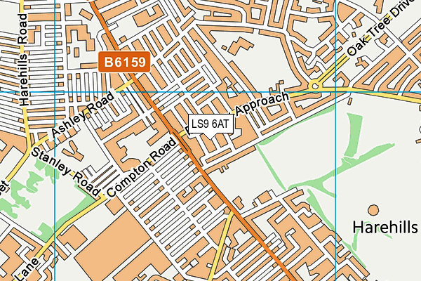 LS9 6AT map - OS VectorMap District (Ordnance Survey)