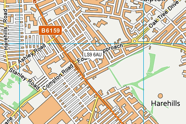 LS9 6AU map - OS VectorMap District (Ordnance Survey)