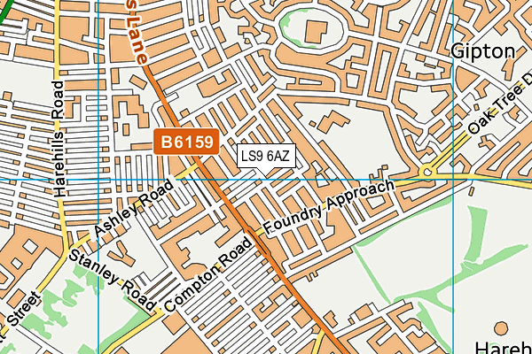 LS9 6AZ map - OS VectorMap District (Ordnance Survey)