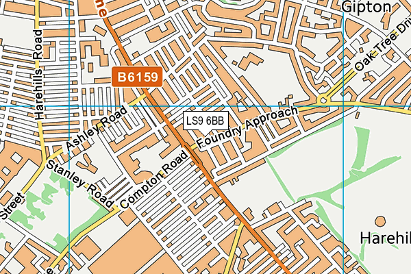 LS9 6BB map - OS VectorMap District (Ordnance Survey)