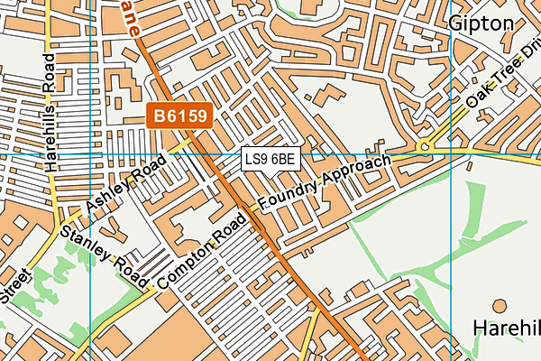 LS9 6BE map - OS VectorMap District (Ordnance Survey)