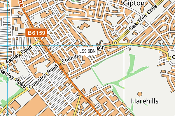 LS9 6BN map - OS VectorMap District (Ordnance Survey)