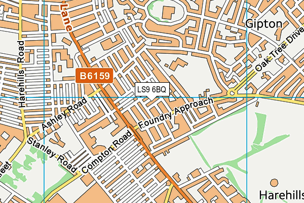 LS9 6BQ map - OS VectorMap District (Ordnance Survey)