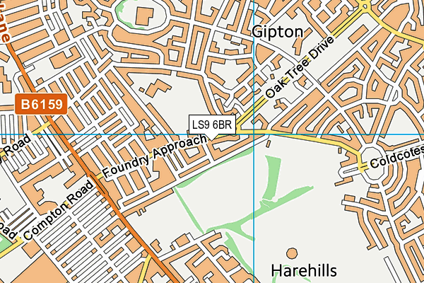 LS9 6BR map - OS VectorMap District (Ordnance Survey)