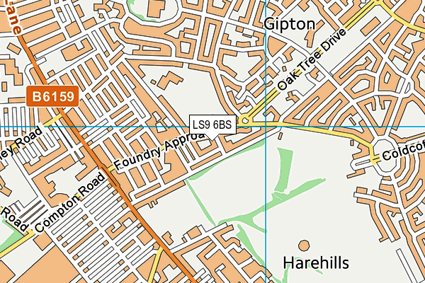 LS9 6BS map - OS VectorMap District (Ordnance Survey)