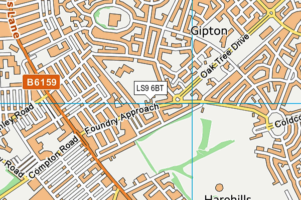 LS9 6BT map - OS VectorMap District (Ordnance Survey)