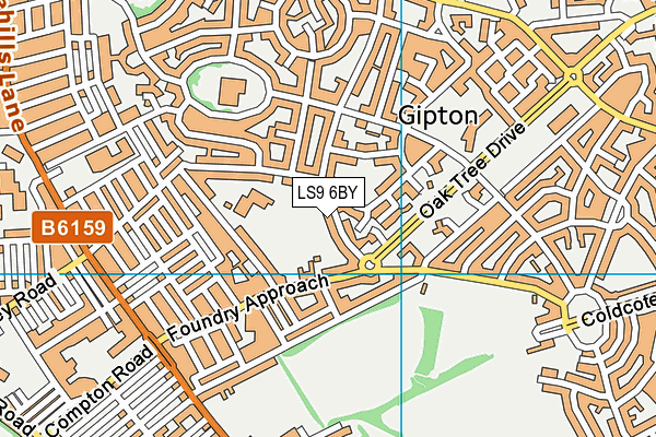 LS9 6BY map - OS VectorMap District (Ordnance Survey)